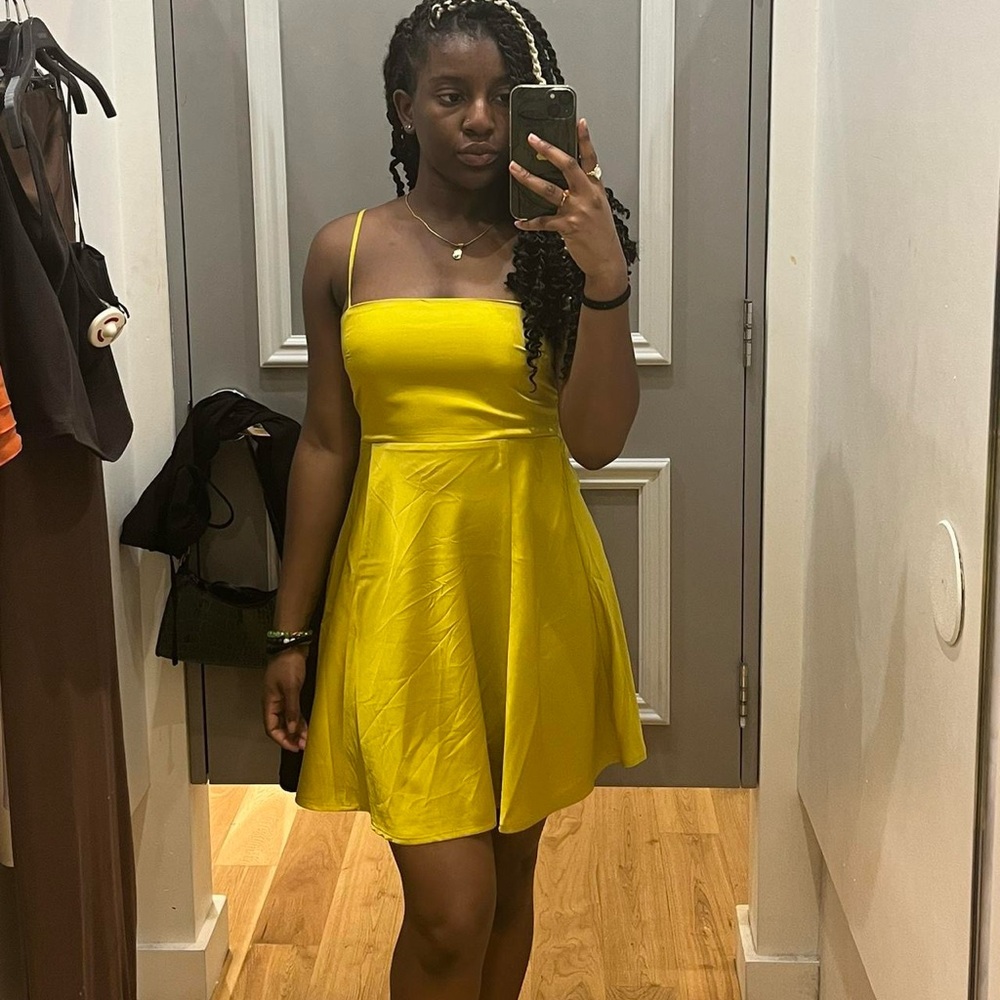 Satin Yellow mini dress